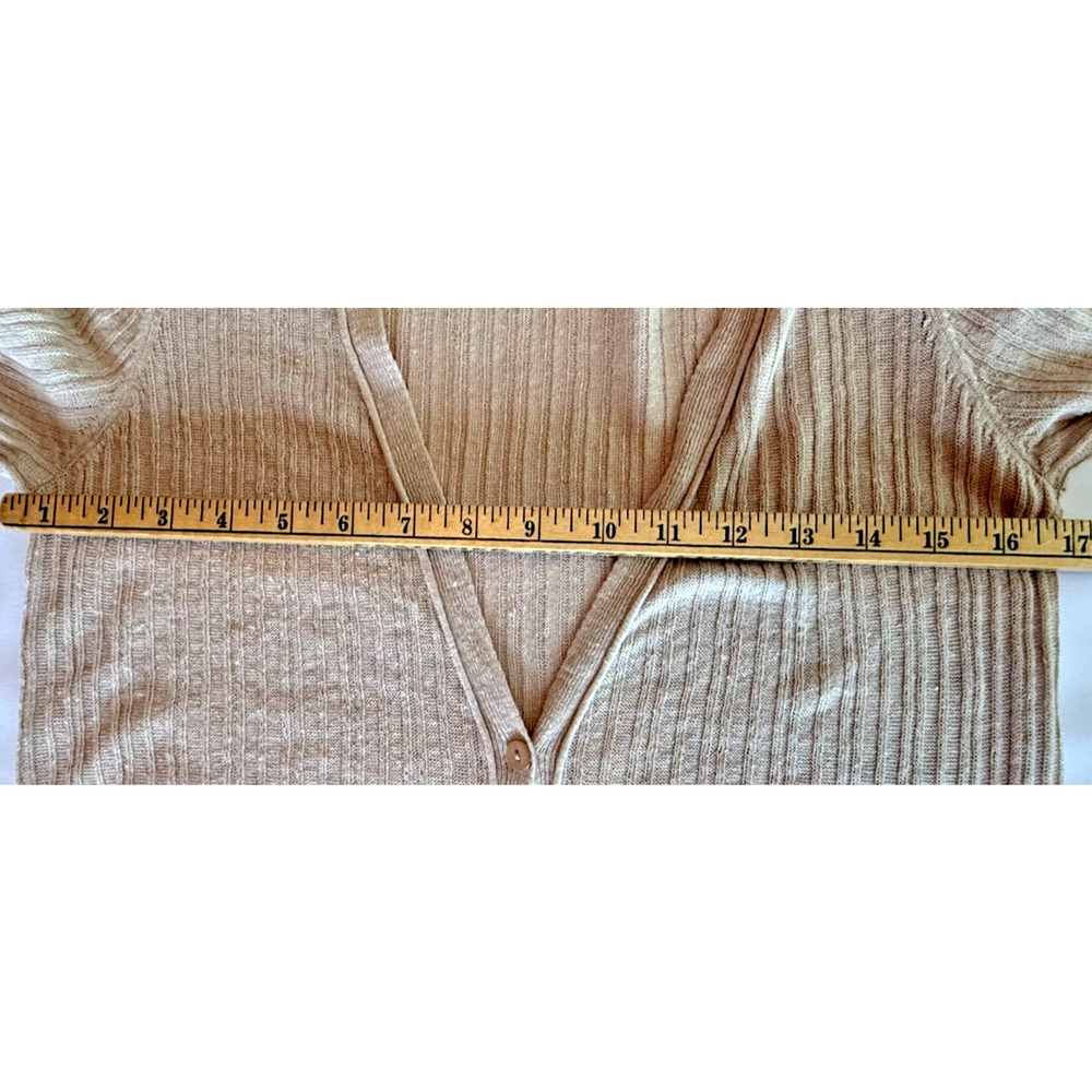 Eileen Fisher Womens M Tan Organic Linen Ribbed Button Front Cardigan Classic - Picture 6 of 7
